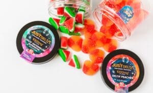 watermelon gummies and peach gummies