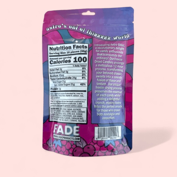 freeze-dried candy, sour fruit bites, fruit chews, astro geeks, zesty gummy worms